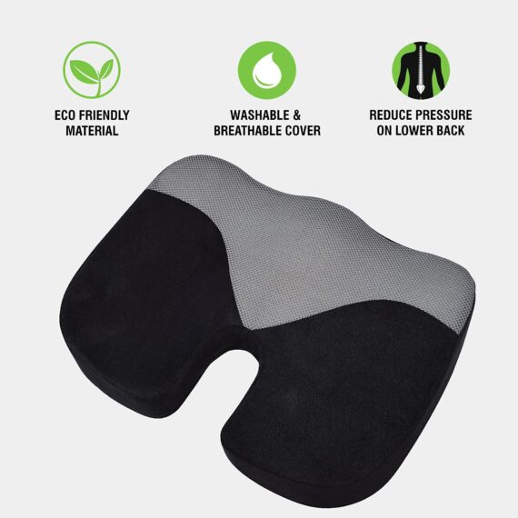 ORTHO COCCYX BLK MESH-GREY MESH PU FOAM