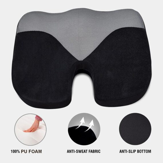 ORTHO COCCYX BLK MESH-GREY MESH PU FOAM